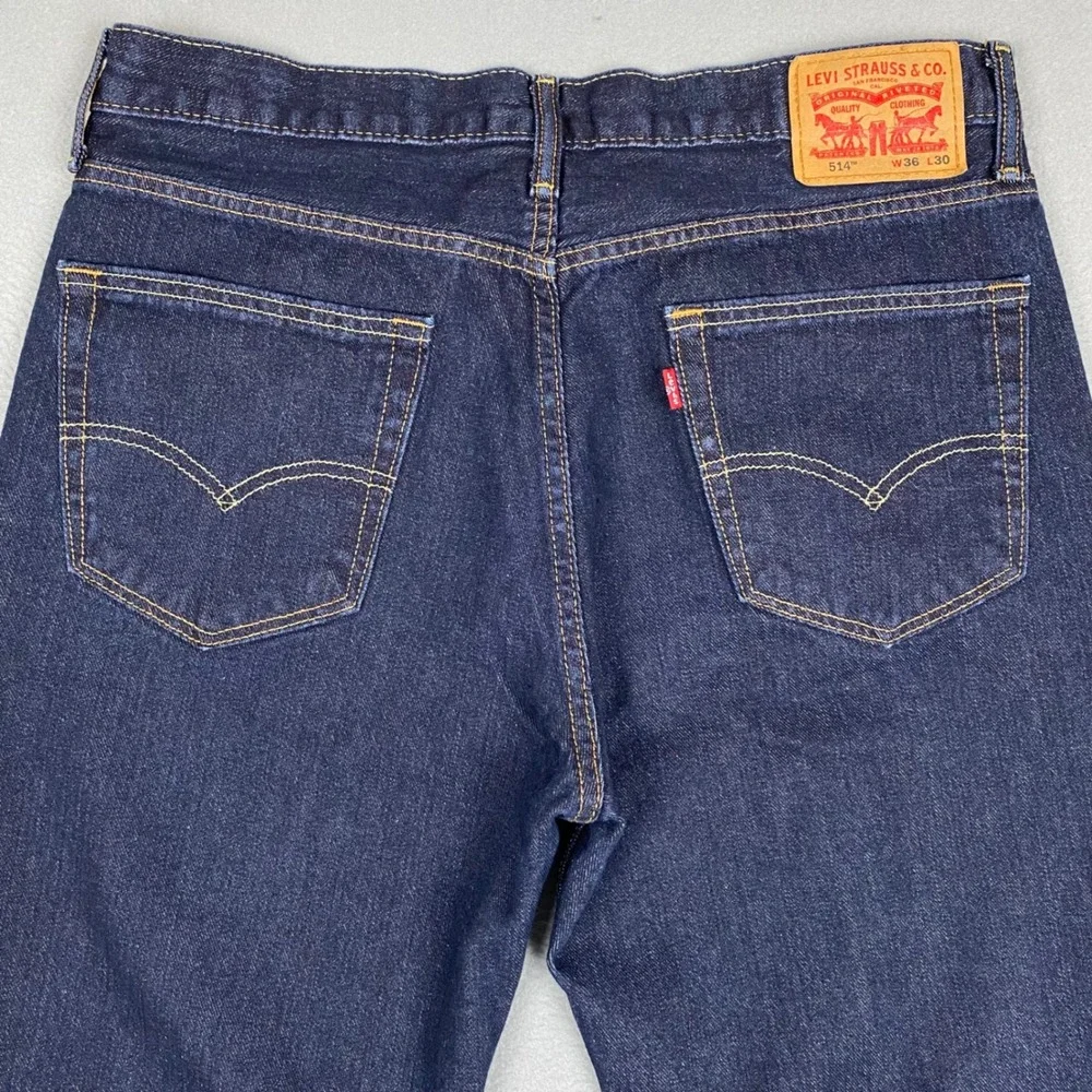Levis‎ 514 Straight Fit Dark Wash Denim Jeans Mens 36 Blue